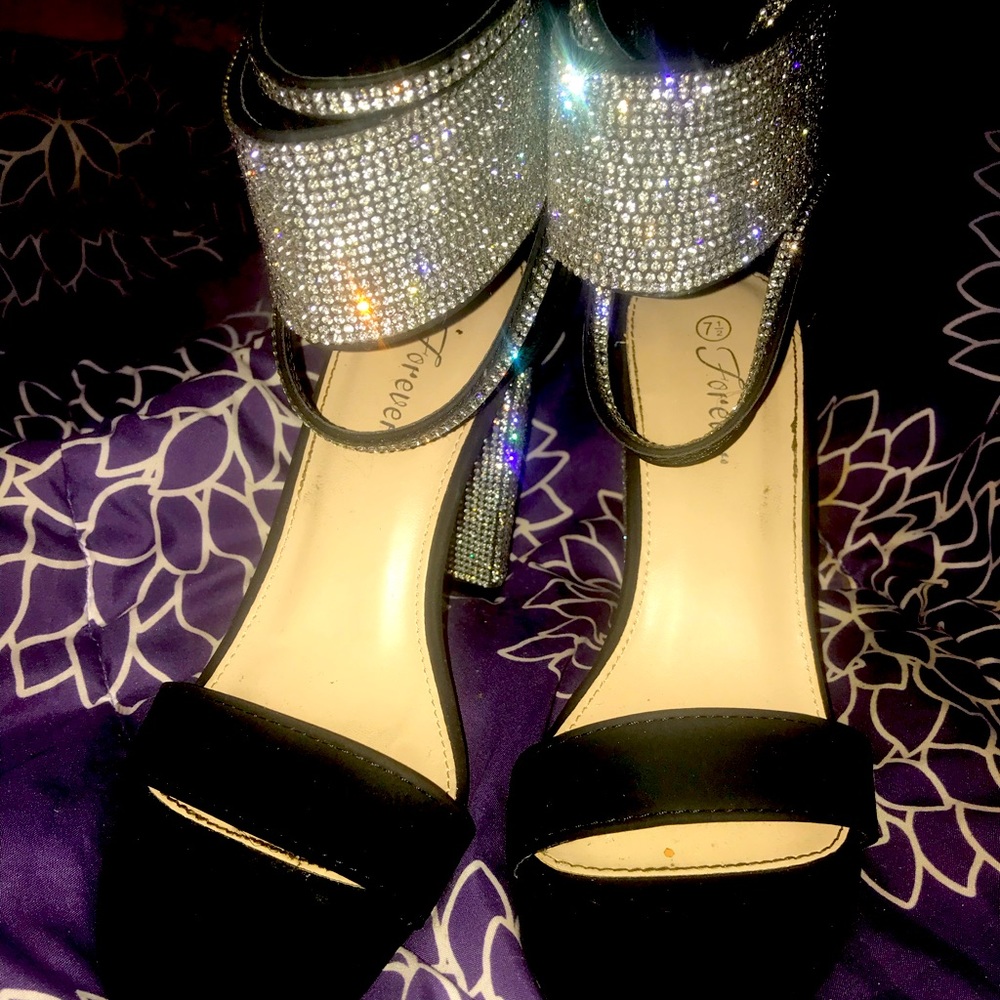 Wouldn’t that be nice diamond heel sandals black leather on the outside